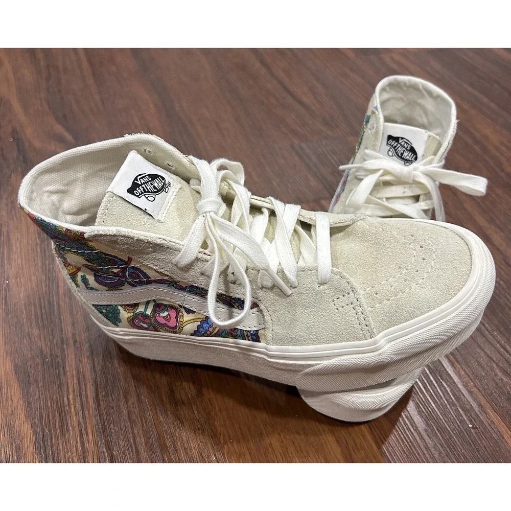 Vans Sk8-Hi Tapered‎ Paisley Bloom Turtledove Platform Womens 6.5 Hipster Boho